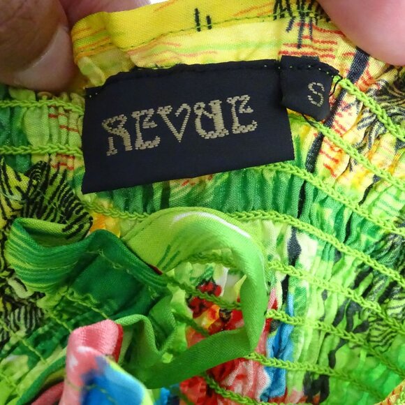 Revue Jamaica Tropical Smocked Green Sundress Dress Girls Size S Spaghetti Strap - Picture 5 of 7